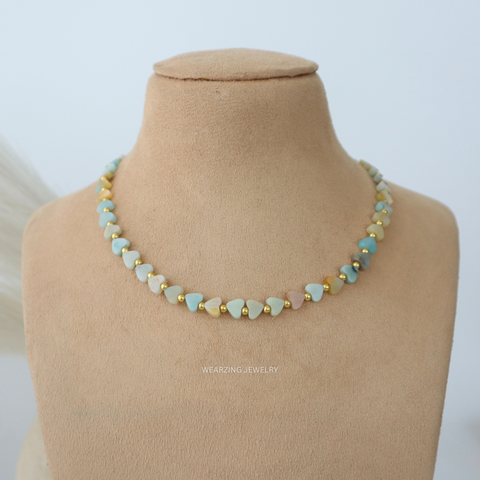 Morganite Heart Bead Necklace