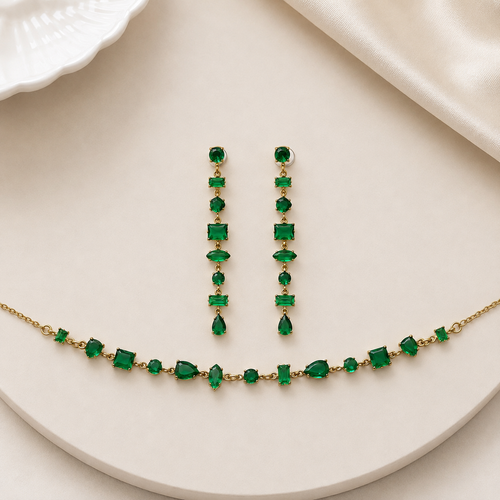Multi-Cut Station & Drop Earrings Set WearZing - Crystal Jewelry Store in India