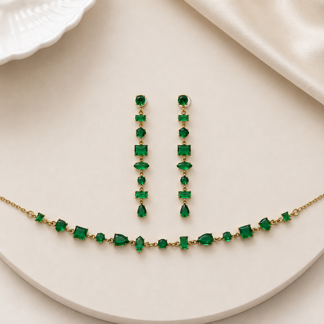 Multi-Cut Station & Drop Earrings Set WearZing - Crystal Jewelry Store in India