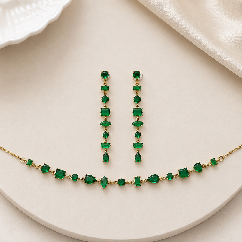 Multi-Cut Station & Drop Earrings Set WearZing - Crystal Jewelry Store in India