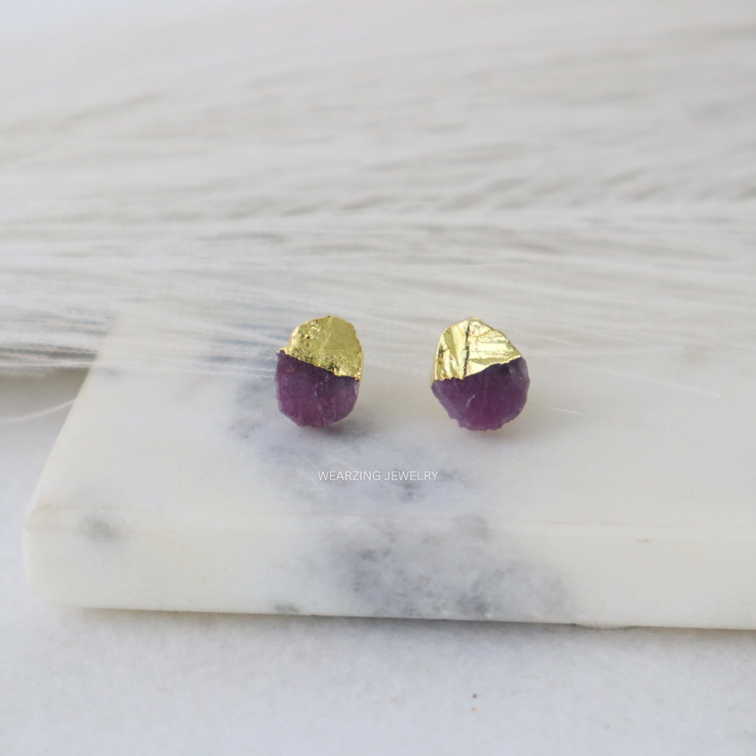 Ruby Half Plated Studs