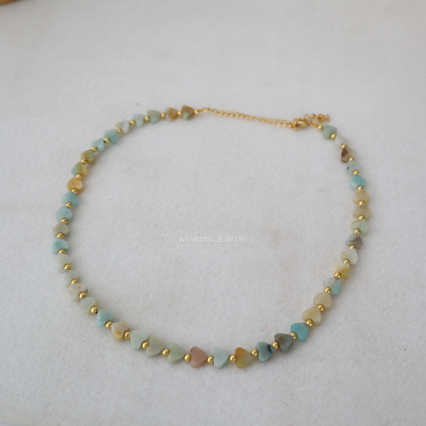 Morganite Heart Bead Necklace