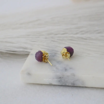 Ruby Half Plated Studs WearZing - Crystal Jewelry Store in India
