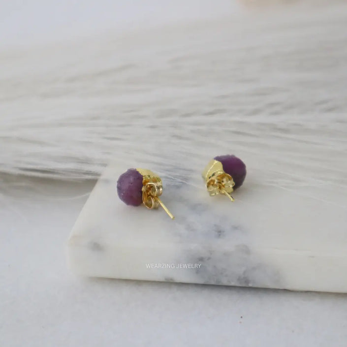 Ruby Half Plated Studs WearZing - Crystal Jewelry Store in India