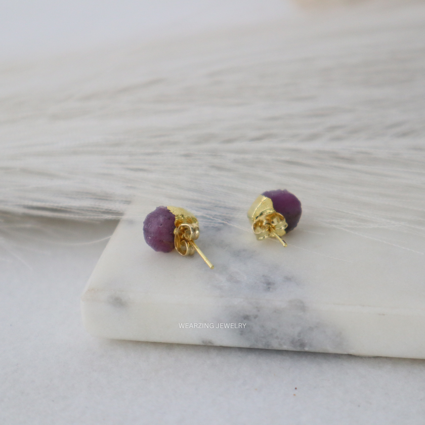 Ruby Half Plated Studs