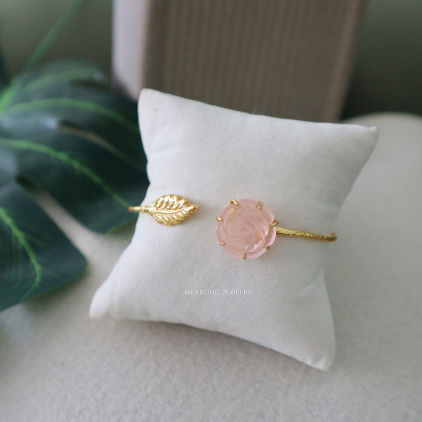 Pink Rose Leaf Bracelet
