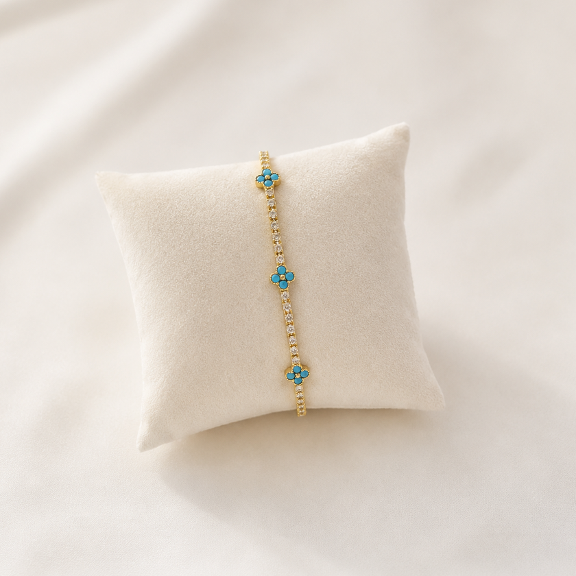Blue Clover Chain Bracelet WearZing - Crystal Jewelry Store in India