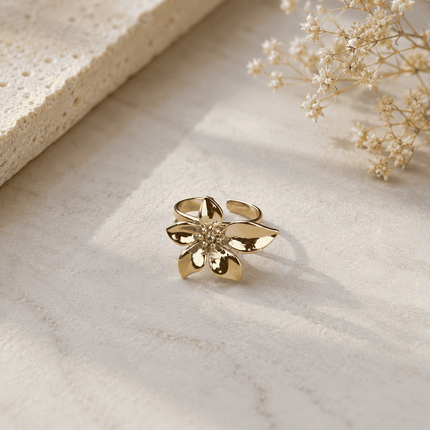 Golden Lily Ring WearZing - Crystal Jewelry Store in India