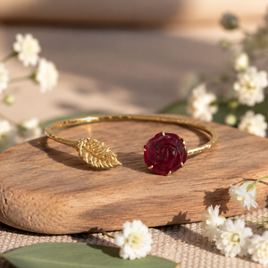 Red Rose Leaf Bracelet WearZing - Crystal Jewelry Store in India