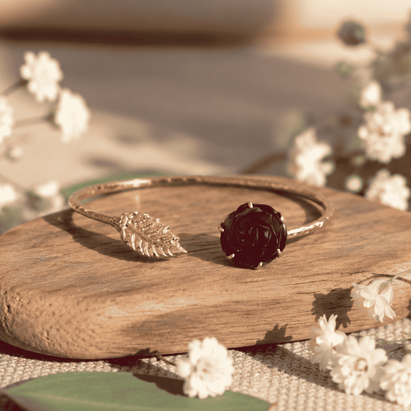 Red Rose Leaf Bracelet WearZing - Crystal Jewelry Store in India