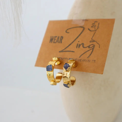Tanzanite Raw Studed Hoops WearZing - Crystal Jewelry Store in India