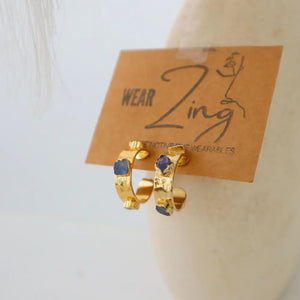 Tanzanite Raw Studed Hoops WearZing - Crystal Jewelry Store in India