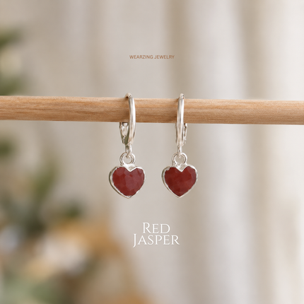 Red jasper Mini Heart Drops WearZing - Crystal Jewelry Store in India