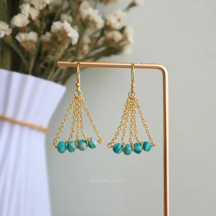 Amazonite Sway Earrings WearZing - Crystal Jewelry Store in India