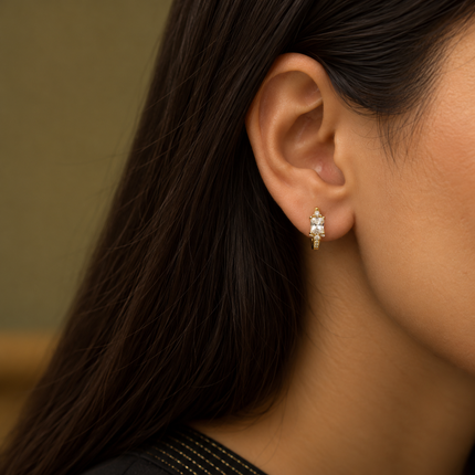 Baguette Cut Gold Earrings