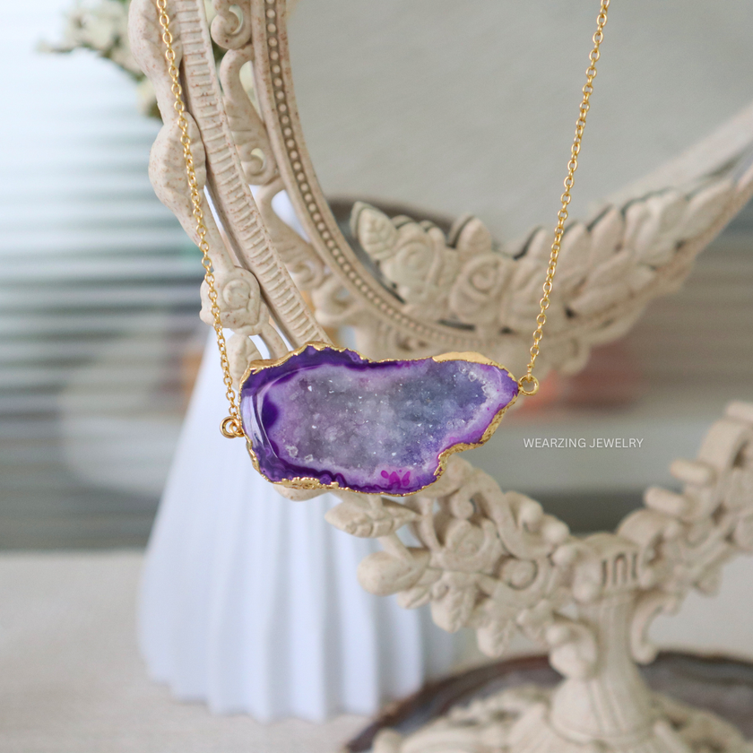 Druzy Daze Statement Pendant - Purple