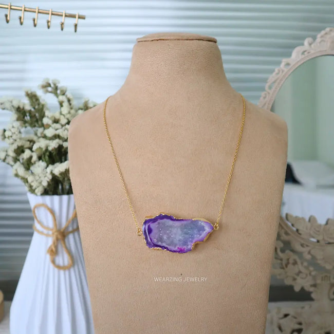 Druzy Daze Statement Pendant - Purple WearZing - Crystal Jewelry Store in India
