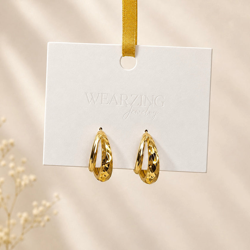 Faceted Diamond-Cut Oval Hoops WearZing - Crystal Jewelry Store in India