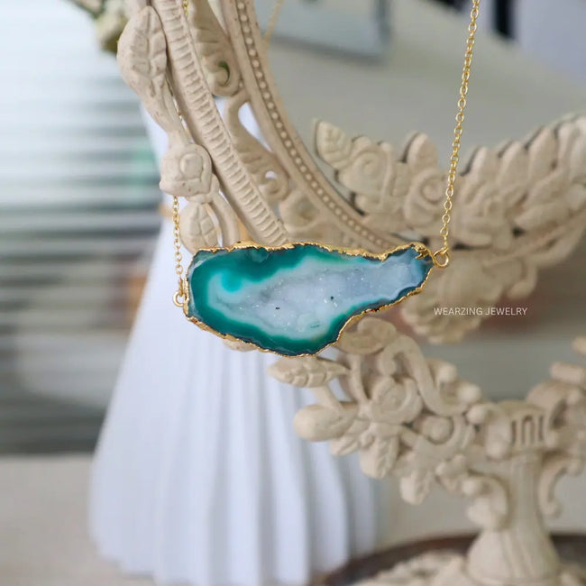 Druzy Daze Statement Pendant - Green WearZing - Crystal Jewelry Store in India