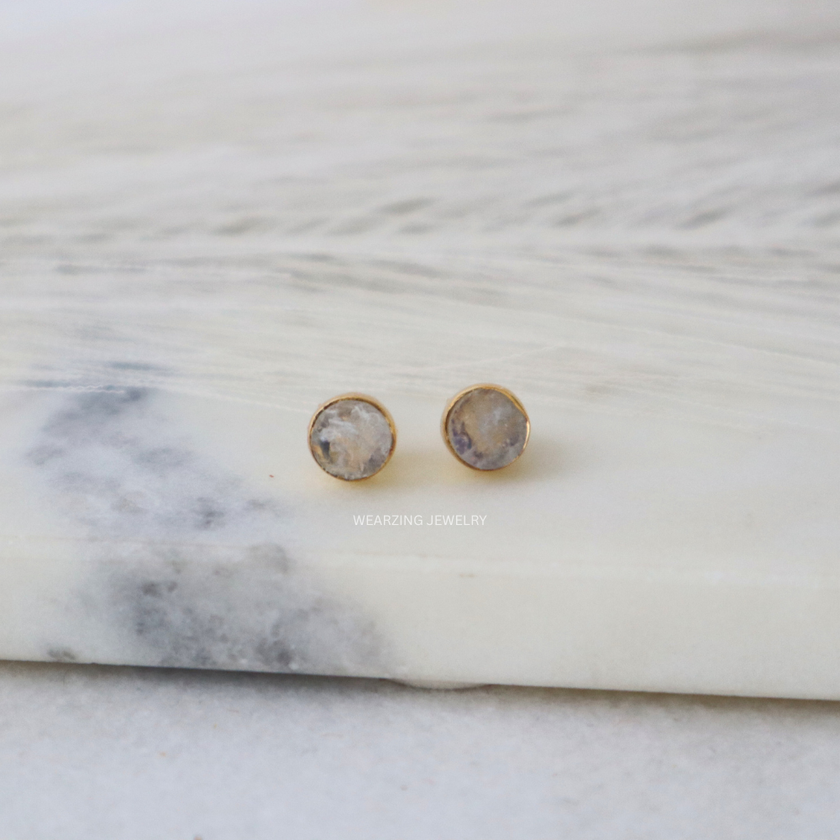 Moonstone Round Mini Studs