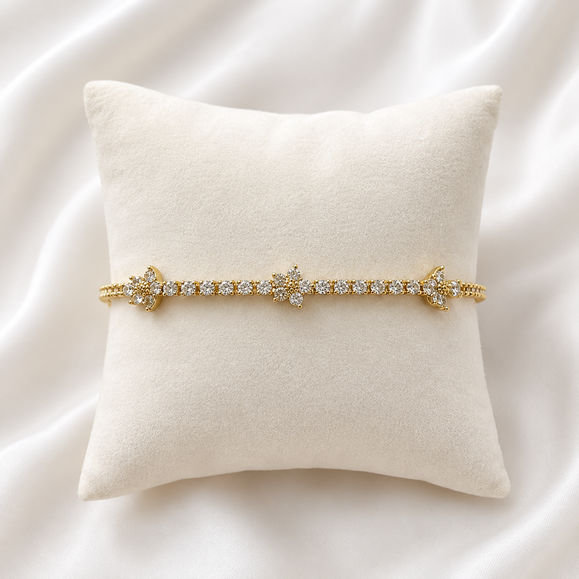 Flower Line CZ Chain Bracelet WearZing - Crystal Jewelry Store in India
