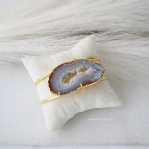 Natural Agate Statement Cuff WearZing - Crystal Jewelry Store in India