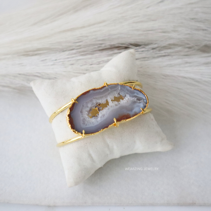 Natural Agate Statement Cuff
