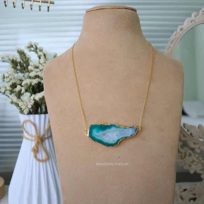 Druzy Daze Statement Pendant - Green WearZing - Crystal Jewelry Store in India