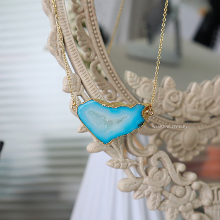 Druzy Daze Statement Pendant - Blue