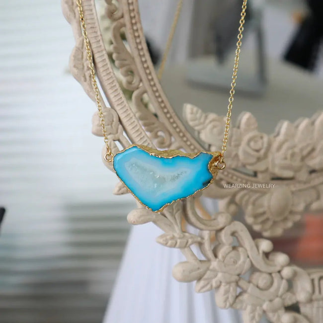 Druzy Daze Statement Pendant - Blue WearZing - Crystal Jewelry Store in India