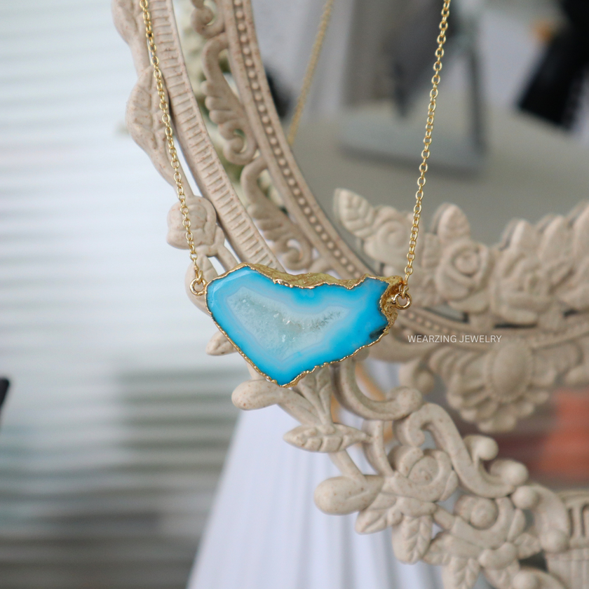 Druzy Daze Statement Pendant - Blue