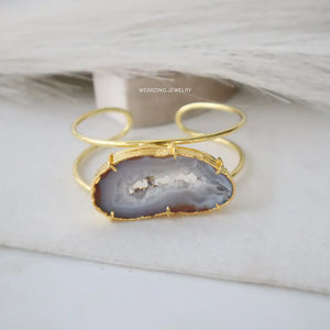 Natural Agate Statement Cuff WearZing - Crystal Jewelry Store in India