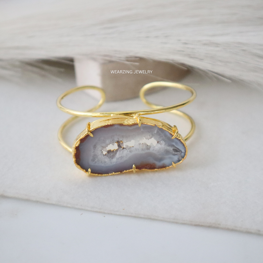 Natural Agate Statement Cuff