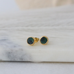 Natural Emerald Round Mini Studs