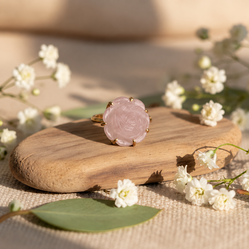 Pink rose ring WearZing - Crystal Jewelry Store in India