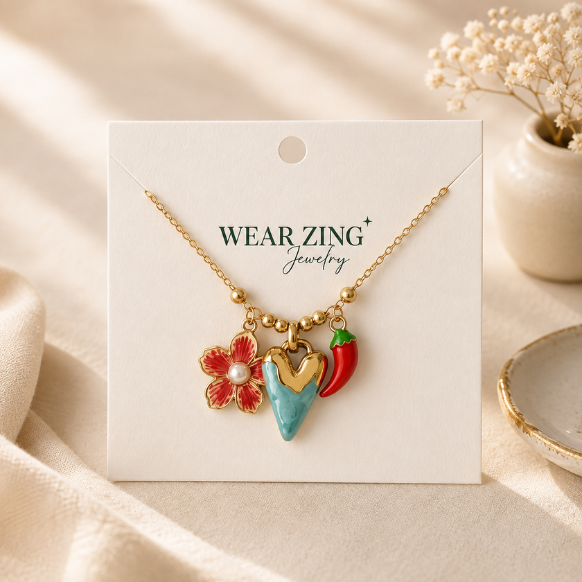 Chilli & Hearts Charm Pendant