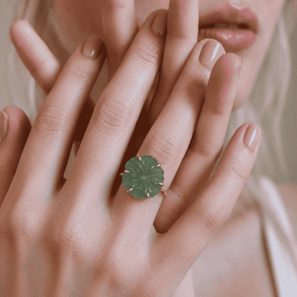 Green Strawberry Flower Ring WearZing - Crystal Jewelry Store in India