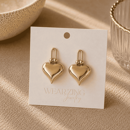 Gold Heart Drop Studs WearZing - Crystal Jewelry Store in India