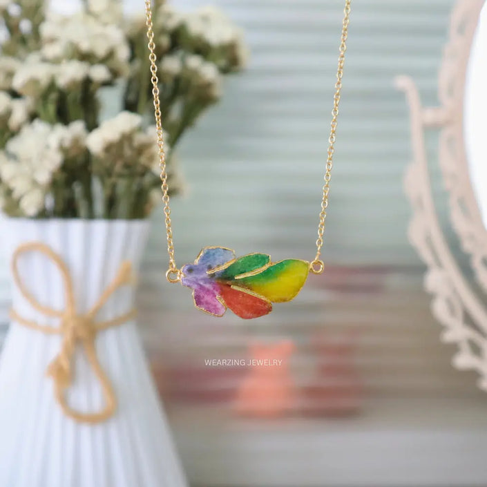Mutli Shade Leaf Pendant WearZing - Crystal Jewelry Store in India