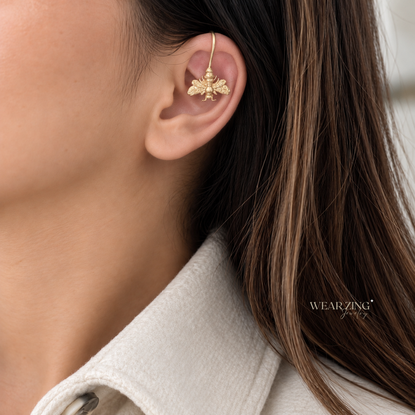 Mini Queen Bee Hook Earrings WearZing - Crystal Jewelry Store in India