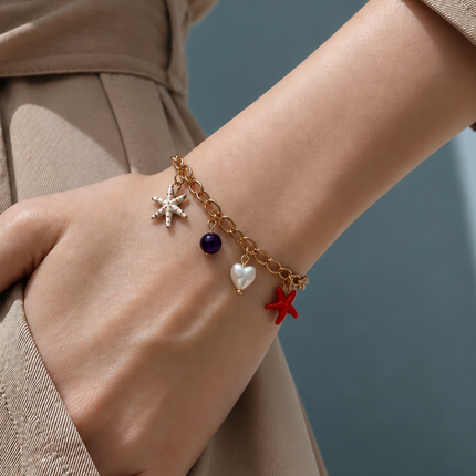 Starfish Pearl Charm Bracelet WearZing - Crystal Jewelry Store in India