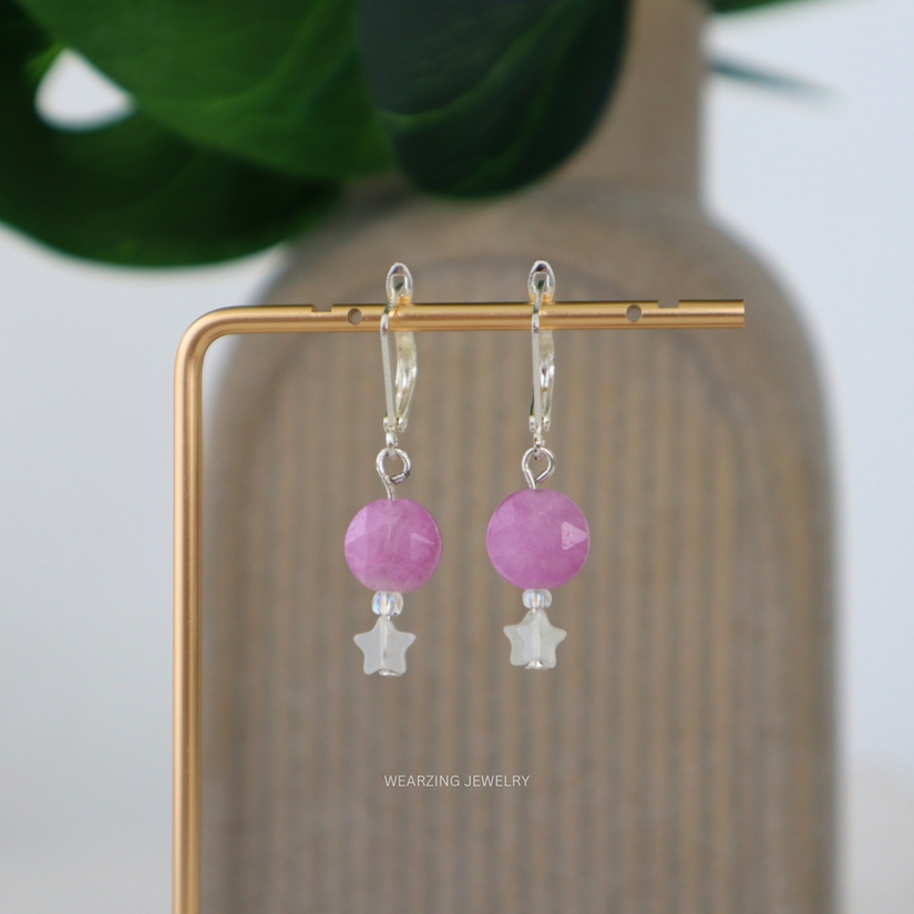 Kunzite Star Silver Drops WearZing - Crystal Jewelry Store in India