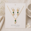 Emerald Floral Pendant & Huggies Set WearZing - Crystal Jewelry Store in India