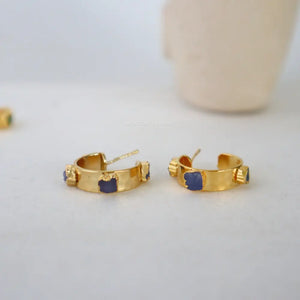 Tanzanite Raw Studed Hoops WearZing - Crystal Jewelry Store in India
