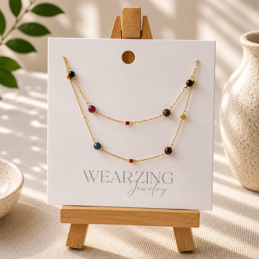 Celestial Double Layer Gemstone Necklace