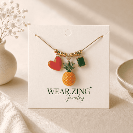 Beach Charm necklace - Pink heart WearZing - Crystal Jewelry Store in India