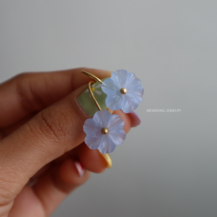 Blue Daisy Drop Earrings