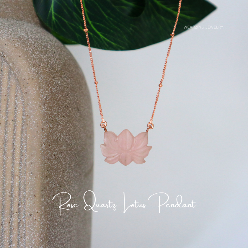 Rose Quartz Lotus Pendant