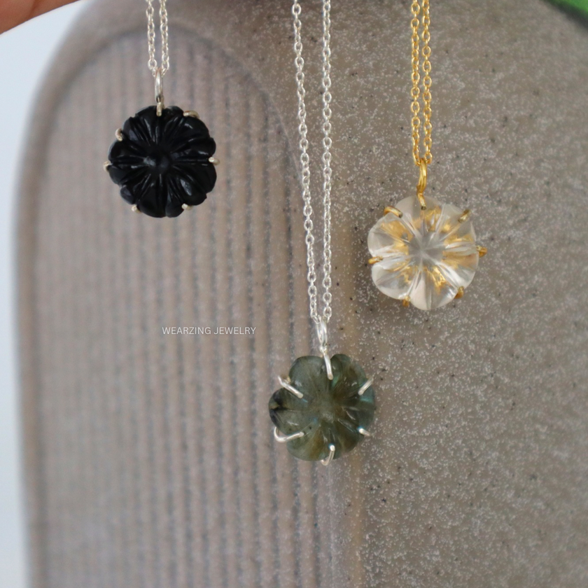 Flower Craved Pendant (Limited Pcs) WearZing - Crystal Jewelry Store in India