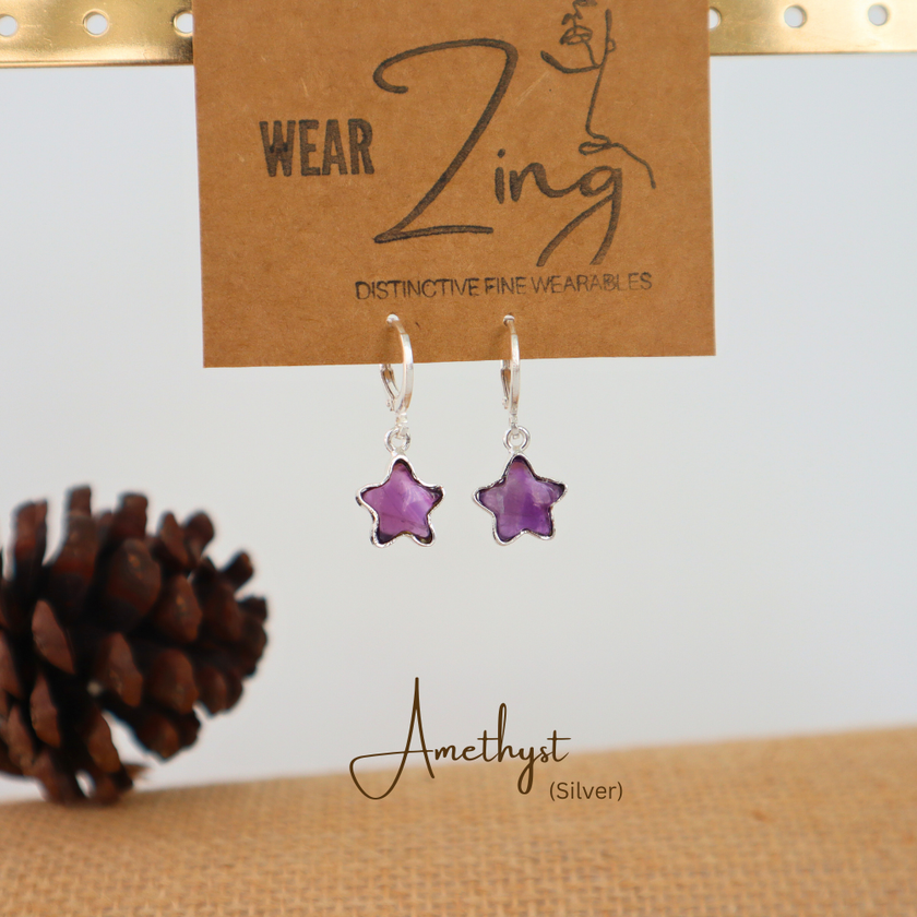 Amethyst Star Huggies